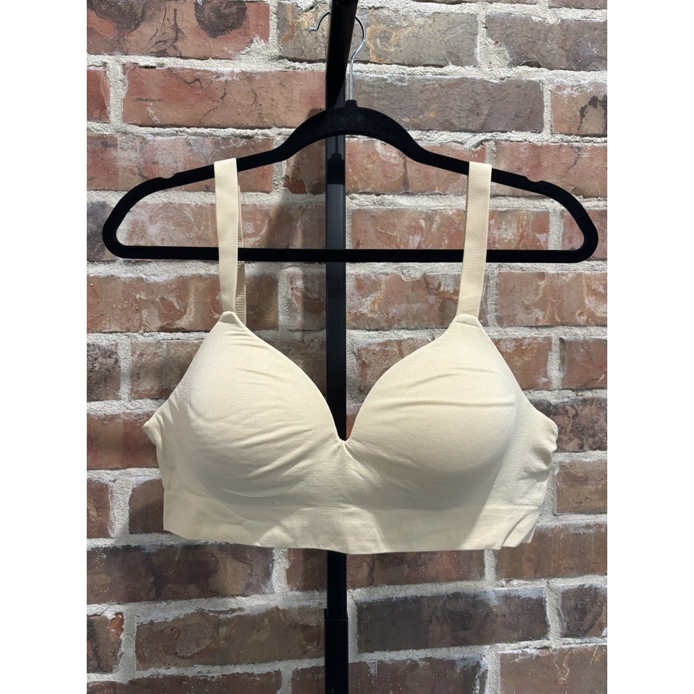 NWT Truekind Women Bra XL Beige TShirt Bra Wireless Lightly Lined Pullover Comfy